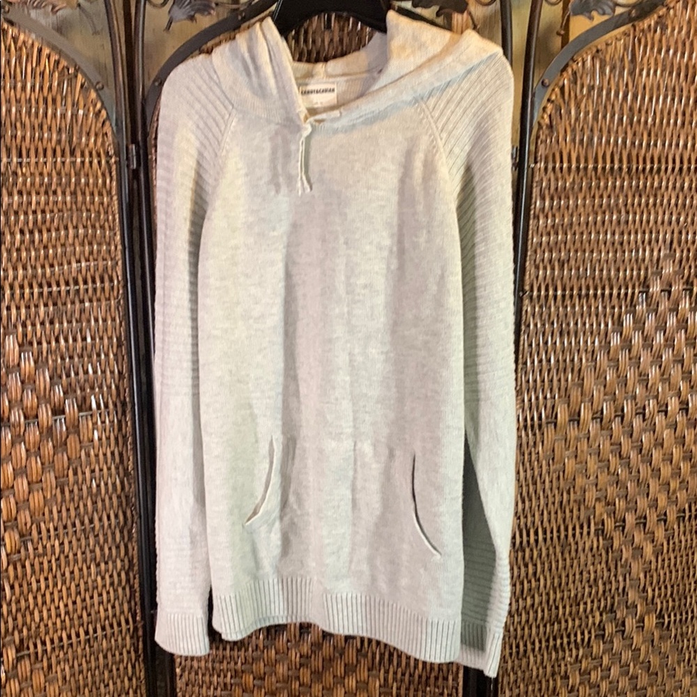 Candy & Caviar Gray Wool and Cotton Blend Knit Hoodie Size L